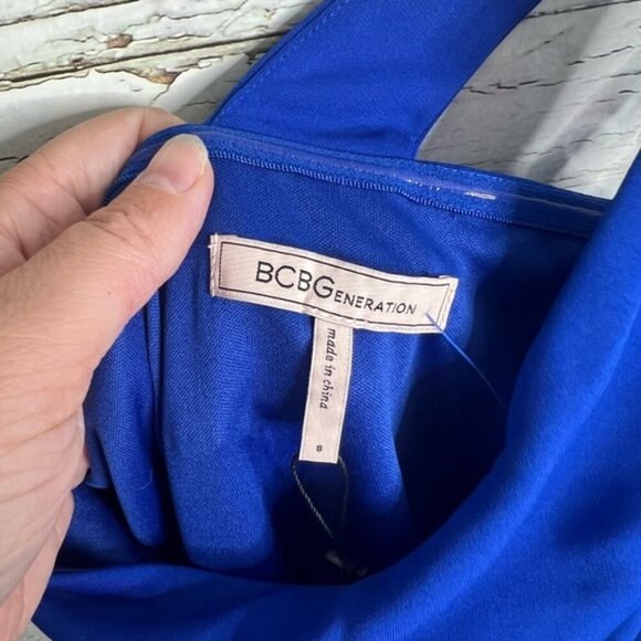 BCBGeneration blue one shoulder dress NWT size 8 - Picture 4 of 8